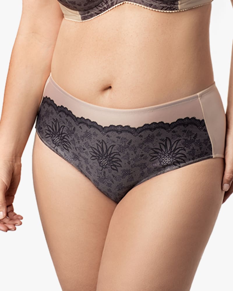 Printed Microfiber Plus Size Panty Nude with Black Lace